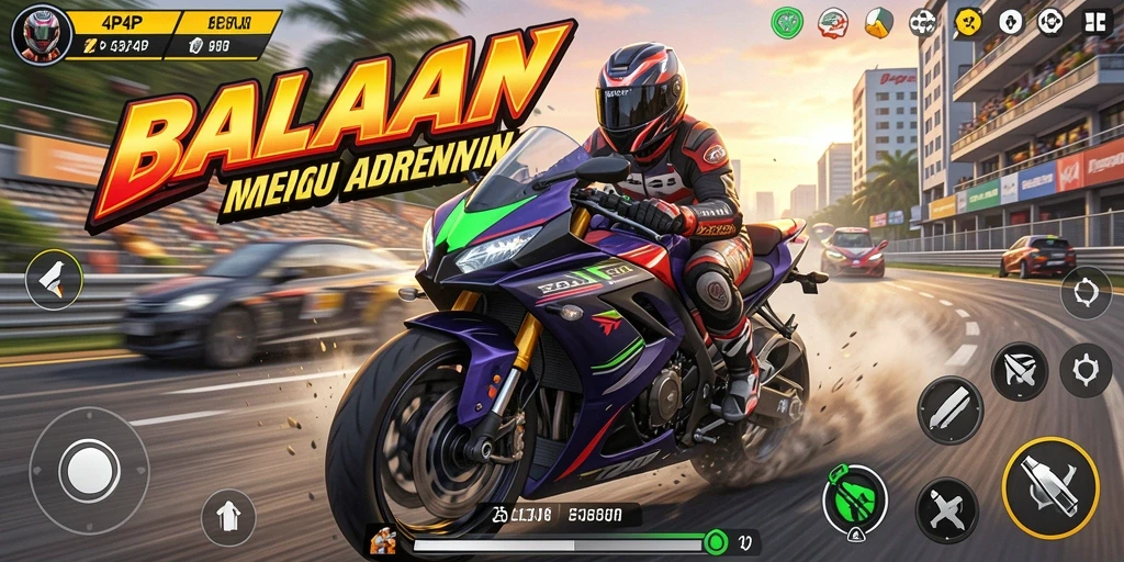 Gameplay balapan motor yang mendebarkan di 4P4P.