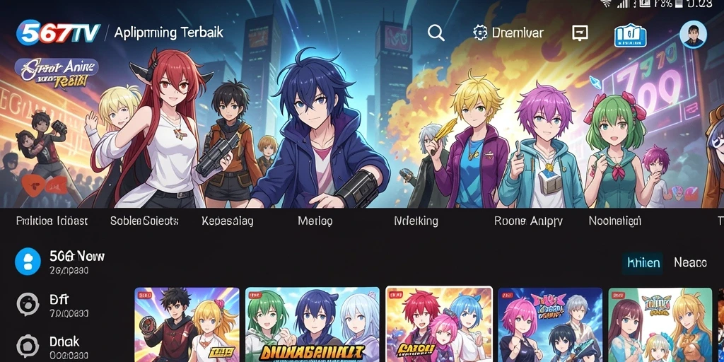 Tampilan gameplay aplikasi 567TV dengan karakter anime yang menarik.