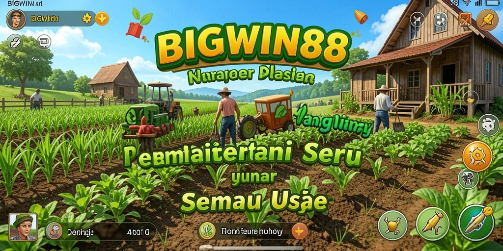 Tangkapan layar gameplay <strong>BIGWIN88</strong> menampilkan aktivitas bertani yang seru dan interaktif.
