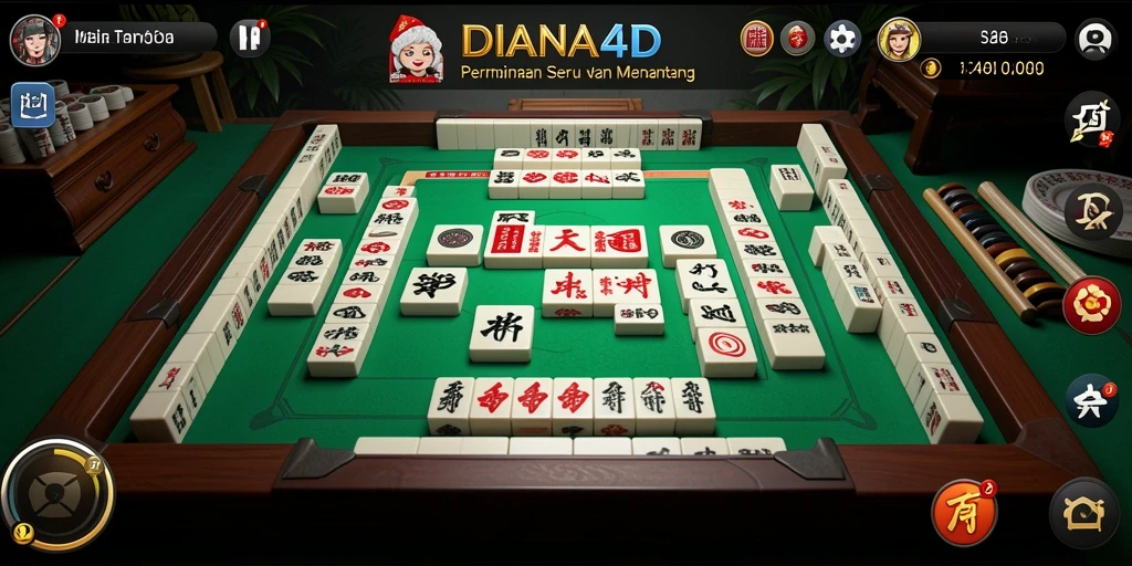 Tampilan gameplay seru DIANA4D dengan ubin Mahjong yang menarik.