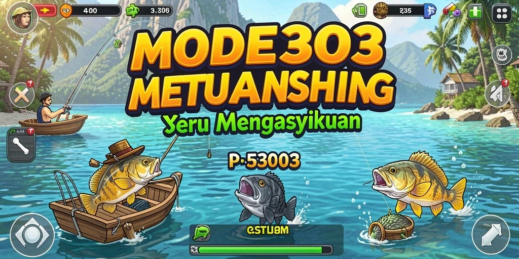 Tampilan gameplay memancing yang seru dan realistis di MODE303.