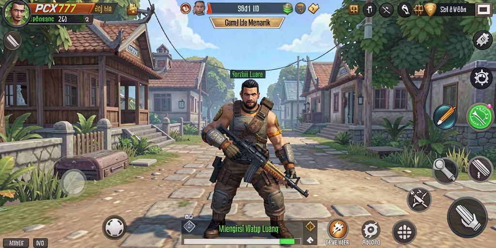 Tampilan gameplay PCX777 yang menarik dengan karakter beragam.